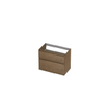INK Wastafelonderkast - 80x45x65cm - 2 lades - greeploos - met houten keerlijst - MDF - Ash grey SW693383