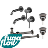 FugaFlow Eccelente Sobrado Slim Kit robinet lavabo - pour double vasque - robinet rehaussé - bonde clic clac - siphon design bas - Gunmetal PVD SW1124365