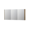 INK SPK2 Spiegelkast - 160x14x74cm - 3 deuren - dubbelzijdige Spiegel - schakelaar en stopcontact - MFC Naturel eiken SW440269
