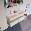 Mondiaz ALAN-DLUX Ensemble de meuble - 120cm - meuble Linen mat - 2 tiroirs - Lavabo Cloud Opalo suspendu - vasque Gauche et droite - 2 trous de robinet SW806797