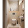 Pack WC QeramiQ Dely Swirl Compact - réservoir encastrable Geberit UP320 - avec bâti-support Burda - abattant slim - plaque de commande en pierre naturelle marbre foncé - boutons ronds - blanc brillant SW1592323