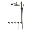 Hotbath Cobber IBS70 Regendoucheset - inbouw - 38.5cm wandarm - 20cm ronde hoofddouche - staafhanddouche - glijstang - mat/glans verouderd ijzer (zwart) SW677628