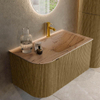 MONDIAZ KURVE-DLUX meuble de salle de bains 85cm arrondi gauche couleur Dusk avec 1 tiroir et 1 porte. Lavabo CLOUD droit 1 trou de robinet Arena. SW1431359