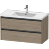 Duravit Ketho 2 meuble sous-lavabo avec 2 tiroirs 98,4x45,5x54,9cm avec poignées chêne Terra mat anthracite SW771858