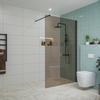 Fortifura Galeria inloopdouche - 110x200cm - rookglas - 8mm - wandarm - mat zwart SW917207