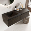 MONDIAZ BUKLA 120cm ensemble de meuble avec module 60 couleur Marron Foncé avec 2 tiroirs. Lavabo CLOUD à gauche 0 trou de robinet couleur Urban. SW1382018