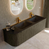 Mondiaz KURVE Ensemble de meuble salle de bain - 145x46x40cm - 1 tiroir - 1 porte - lavabo en solid surface - double / droite - 2 trous de robinet - Shadow SW1414298