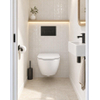 Pack WC QeramiQ Dely Swirl Compact - réservoir encastrable Geberit UP320 - avec bâti-support Burda - abattant slim - plaque de commande en métal noir mat - boutons rectangulaires - blanc mat SW1595636