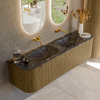 Mondiaz KURVE-DLUX Ensemble de meuble de salle de bain - 170x46x40cm - 1 tiroir - 2 portes - vasque solid surface - double - sans trou de robinet - Dusk SW1415540