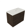 Saniclass Holz Frame Ensemble meuble de salle de bains - 80x45x63cm - Plan vasque en marbre Dia poli (blanc) - 1 trou de robinetterie - 2 tiroirs - chêne charcoal mat (bois) SW1579954