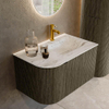 Mondiaz KURVE-DLUX Ensemble de meuble de salle de bains - 75x46x40cm - 1 tiroir - 1 porte - vasque solid surface - droite - 1 trou de robinet - Shadow SW1414527