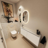 MONDIAZ TURE-DLUX Meuble toilette - 120cm - Talc - EDEN - vasque Ostra - position gauche - 1 trou de robinet SW1104699