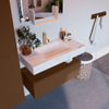 Mondiaz ALAN-DLUX Ensemble de meuble - 90cm - meuble Rust mat - 1 tiroir - Lavabo Cloud Ostra suspendu - vasque Centre - 1 trou de robinet SW807448