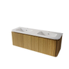 Royal Plaza Terra Badkamermeubelset - 140x47x46cm - keramische wastafel wit glans - 2 wasbakken - 2 kraangaten - 4 lades - sandwood (licht eiken) SW1441219