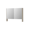 INK SPK3 Armoire de toilette - 100x14x74cm - 2 portes - miroir double face - tablette ouverte - interrupteur et prise de courant - MDF laqué gris cachemire mat SW798234