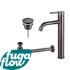 FugaFlow Eccelente Sobrado Slim Kit mitigeur lavabo - robinet rehaussé - bonde clic clac - siphon design - PVD Gunmetal SW1124183