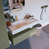 Mondiaz ALAN-DLUX Ensemble de meuble - 100cm - meuble Army mat - 1 tiroir - Lavabo Cloud Frappe suspendu - vasque Gauche - 1 trou de robinet SW805441
