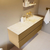 Mondiaz VICA-DLUX ensemble de meuble de salle de bain - 130cm - meuble sous-vasque oro - 2 tiroirs - lavabo encastré cloud droite - sans trous de robinet - miroir modèle spot - version XL 60cm de haut - ostra SW1098364