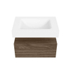 MONDIAZ ALAN Badmeubelset - 70cm - onderkast Mocha - 1 lade - Vrijhangende wastafel CLOUD - midden - 1 kraangat - Talc SW1197903