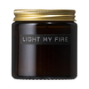 Wellmark Bougie parfumée verre brun couvercle en laiton Cedarwood texte LIGHT MY FIRE SW491695