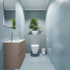 MONDIAZ ADA Toiletmeubel - 60x30x50cm - 1 kraangat - 2 lades - smoke mat - wasbak links - Solid surface - Wit SW472569