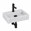 Fortifura Fuente pack lave-mains – rectangulaire – 38 x 24 x 8 cm – marbre blanc – robinet noir mat SW1111481