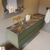 Mondiaz VICA-DLUX ensemble de meuble de salle de bain - 150cm - meuble sous-vasque armée - 2 tiroirs - lavabo encastré nuage gauche - sans trous de robinet - version haute de 60cm - lave SW1086751