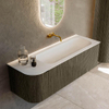 Mondiaz KURVE Ensemble de meubles de salle de bains - 135x46x40cm - 1 tiroir - 1 porte - lavabo solid surface - droit - sans trou de robinet - Shadow SW1414242