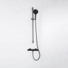 Fortifura Calvi douchekraan - met glijstangset - met ronde handdouche - metalen doucheslang - mat zwart SW811951