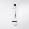 FortiFura Calvi Ensemble de douche barre curseur avec douchette ronde, flexible en métal et robinet de douche Noir mat SW811951