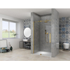 Van Rijn Products ST08 Porte pivotante niche - 90x200cm - verre clair - épaisseur 8mm - 2 parties - profil mural - barre de stabilisation - Laiton SW956358
