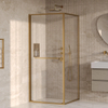 BRAUER Luminis Douchecabine - 90x90x200cm - 2-delig naar binnen draaiend - helder glas - omkeerbaar - incl. glascoating - geborsteld goud PVD SW1580990