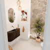 Mondiaz JOYA 83.2cm toiletmeubel - ronding links en rechts kleur Walnut - Wastafel FAYE positie Midden Zonder kraangat kleur Urban. SW1421382