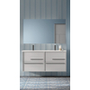 Saniclass Prime Essential Meuble de salle de bain - 120x55x46cm - 2 vasques rectangulaires blanc - 2 trous de robinet - 4 tiroirs - miroir rectangulaire - mat greige (gris) SW925137