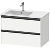 Duravit Ketho.2 Wastafelonderbouwkast - met 2 laden - voor waskom links - 81x48x54.9cm - met grepen antraciet - wit mat SW772902