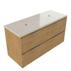 Saniclass Holz Pure Badkamermeubelset - 120x45x63cm - Travertine natuurstenen topblad - zonder kraangat - 4 lades - mat eiken natural (hout) SW1478875