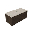 Saniclass Holz Frame Ensemble meuble de salle de bains - 100x45x43cm - Plan de travail en pierre naturelle travertin - sans trou de robinet - 1 tiroir - chêne charcoal mat (bois) SW1478857