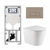QeramiQ Dely Pack WC suspendu - 36.3x51.7cm - sans bride - bâti-support Geberit UP320 - abattant softclose - plaque de commande taupe - boutons rectangulaires - blanc mat SW1164223