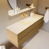 Mondiaz VICA-DLUX ensemble de meuble de salle de bain - 150cm - meuble sous-vasque oro - 2 tiroirs - lavabo encastrée cloud milieu - sans trous de robinet - version haute de 60cm - ostra SW1085619