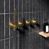 Hotbath Gal Afbouwdeel - voor Inbouw bad/douche thermostaat - 2 stopkranen - zonder uitloop - PVD - geborsteld messing (goud) SW656154