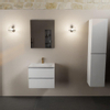 Mondiaz AIVY Ensemble de meuble - 60x45x50cm - 1 trou de robinet - 1 vasque Urban Solid surface - Centre - 2 tiroirs - avec miroir - MDF Talc SW892181