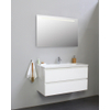 Basic Bella Meuble salle de bains avec lavabo acrylique avec miroir et éclairage Blanc 100x55x46cm 1 trou de robinet Blanc brillant SW491812