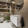 MONDIAZ TURE Toiletmeubel 120x23x50cm met 0 kraangaten 2 deuren talc mat Wastafel Eden midden Solid Surface Wit SW474884