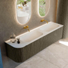Mondiaz KURVE Ensemble de meuble de salle de bains - 175x46x40cm - 2 tiroirs - 1 porte - vasque solid surface - double / droite - sans trou de robinet - Shadow SW1414183