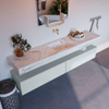 Mondiaz ALAN-DLUX Ensemble de meuble - 200cm - meuble Clay mat - 2 tiroirs - Lavabo Cloud Frappe suspendu - vasque Centre - 0 trous de robinet SW804865