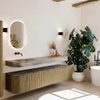 MONDIAZ THOR-DLUX Meuble de salle de bains - 190cm - arrondi gauche + droite - couleur Dusk - 2 tiroirs et 2 portes - Vasque suspendue CLOUD Gauche sans trou de robinet - couleur Oza SW1466800