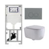 QeramiQ Dely Swirl Toiletset - 36.3x51.7cm - Geberit UP320 inbouwreservoir - met Burda frame - slim zitting - bedieningsplaat licht grijs - ronde knoppen - wit glans SW1164796