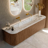 MONDIAZ KURVE-DLUX 170cm Meuble salle de bain avec module 25 G et D - couleur Walnut - 1 tiroir - 2 portes - vasque BIG LARGE centre - sans trou de robinet - couleur Glace SW1138029