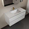 Mondiaz Aivy badmeubelset - 100x45x50cm - 1 kraangat - 1 wasbak talc Solid surface - Midden - 2 lades - Met spiegelkast - MDF Talc SW892449