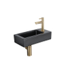 QeramiQ Fuente pack lave-mains – 37,5 x 18,5 x 9 cm – céramique noir mat – perçage à droite – robinet doré brossé SW1232756